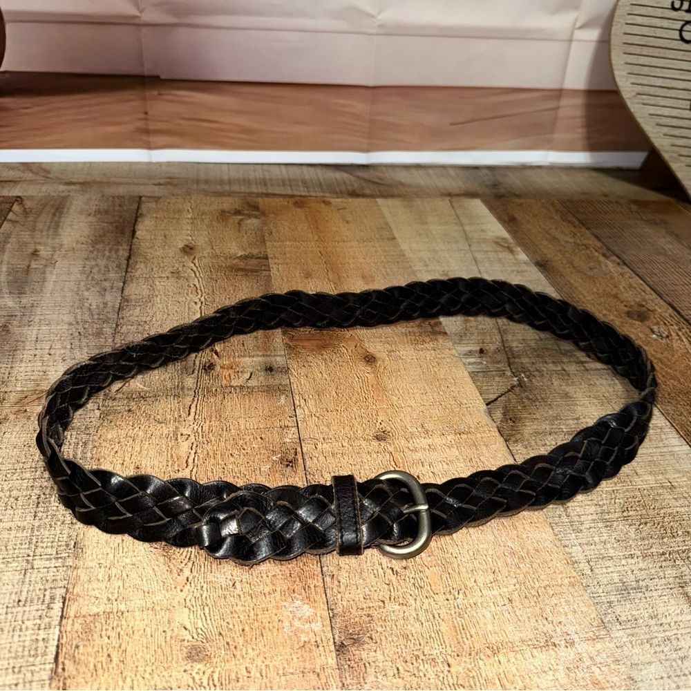 American Eagle Brown Leather Belt Braided Boho Y2K Western Concert M/L